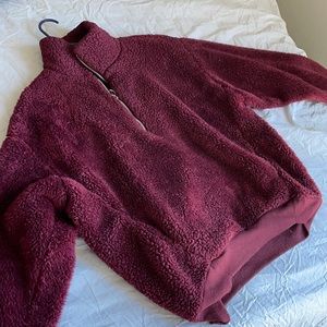 Express Maroon Sherpa Quarter Zip XS